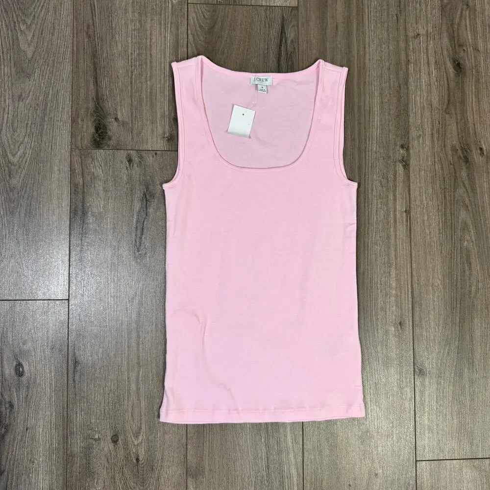 J.Crew Ribbed Scoop Neck Tank Top WMNS S Light Pink Pullover Stretch Sleeveless